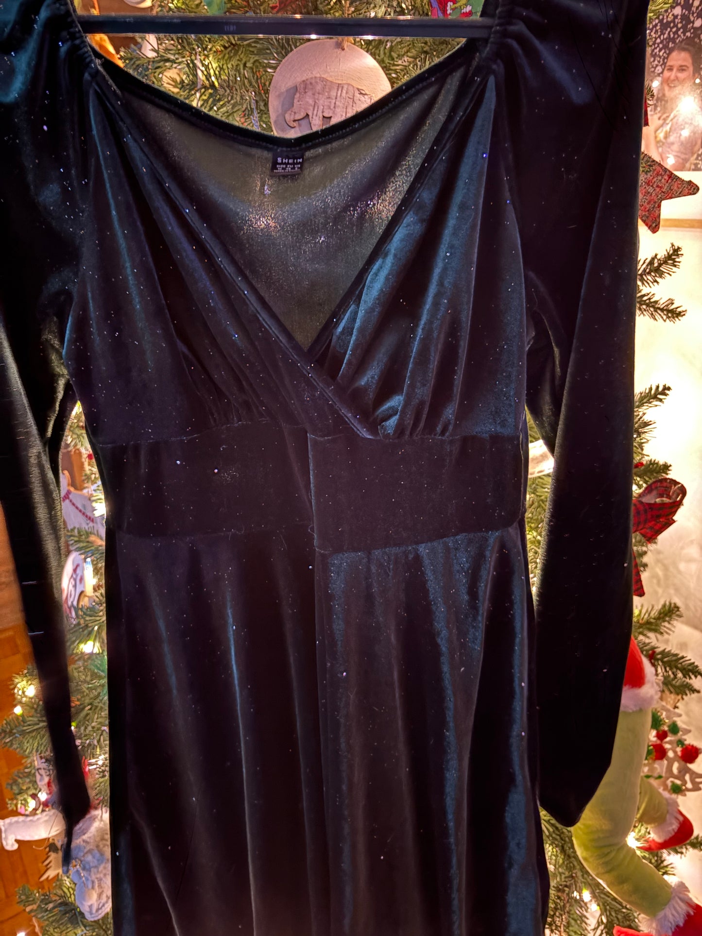 Robe velour brillante m (6) fait grande