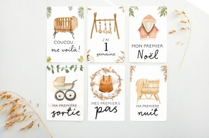 Cartes étapes bébé – Bébé boho-Rainbows&lollipops - Boutique friperie le placard de Jeanne et cie
