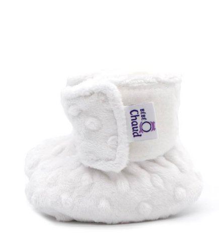 Chaussons blanc - bébé ô chaud - Boutique friperie le placard de Jeanne et cie