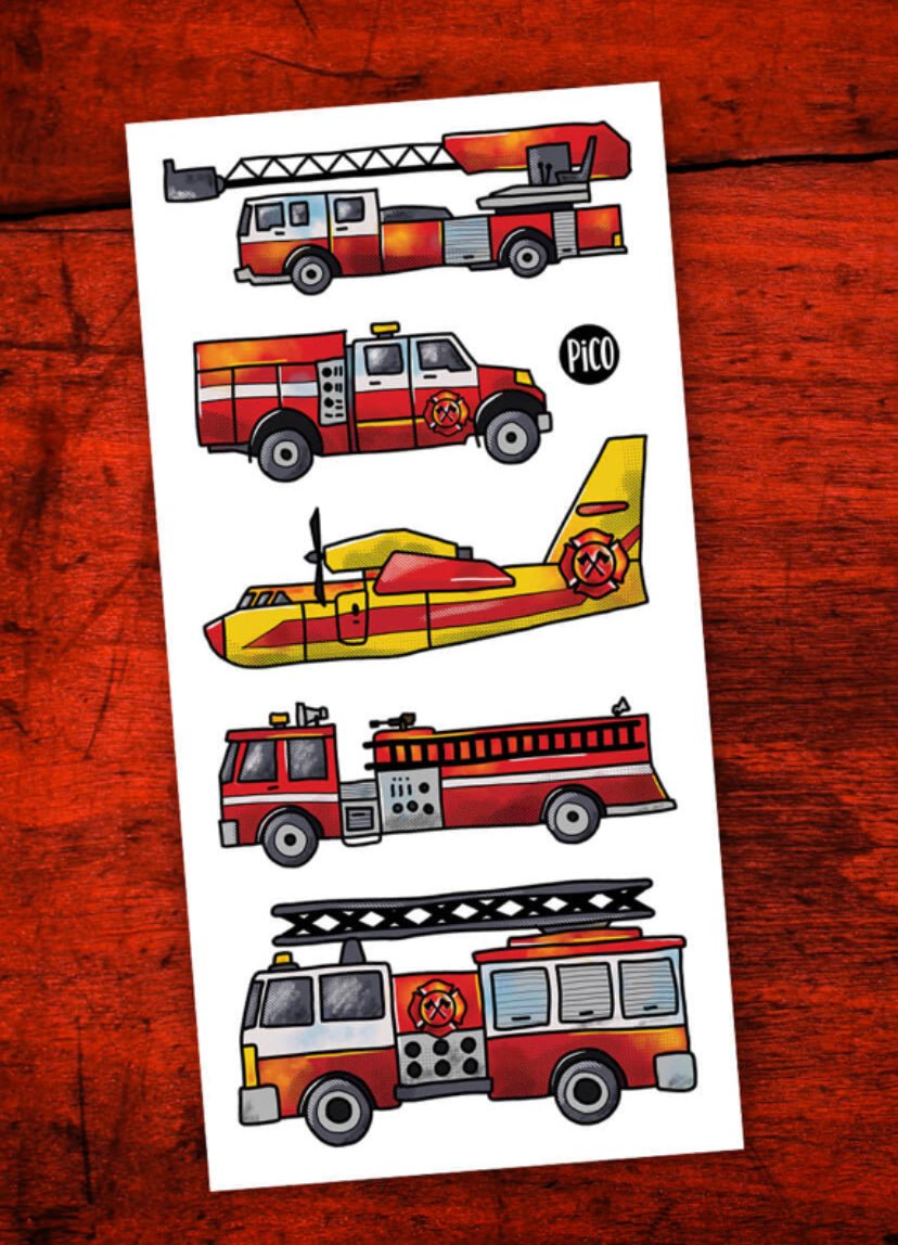 Tatouages temporaires En sécurité avec les pompiers Pico Tatoo - Boutique friperie le placard de Jeanne et cie