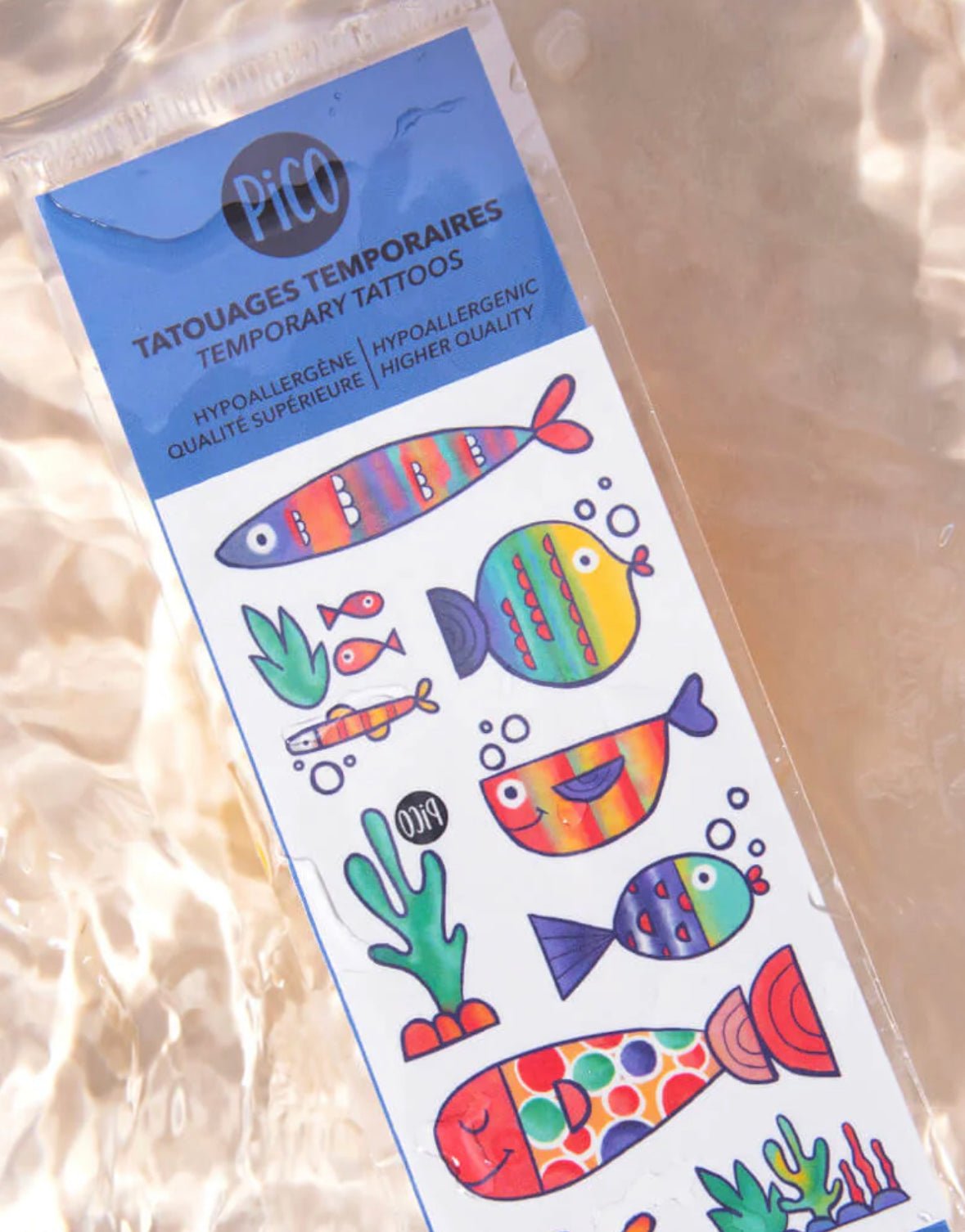 Tatouages temporaires Les poissons multicolores Pico tatoo - Boutique friperie le placard de Jeanne et cie