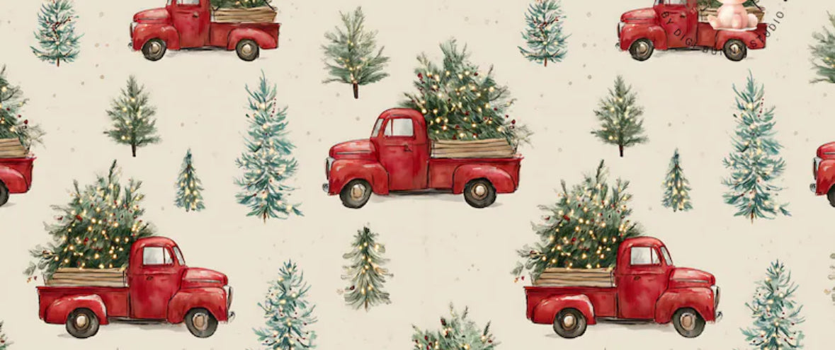 Couverture Minky - camions rouges