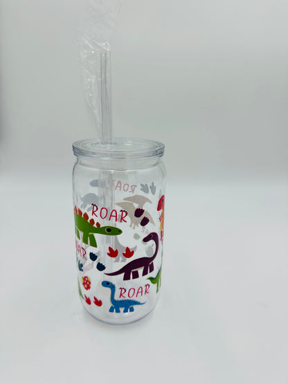 verre à paille en plastique Dino 16oz