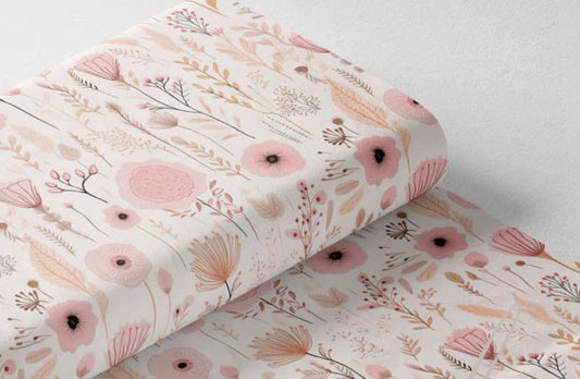 Couverture Minky - fleurs rose