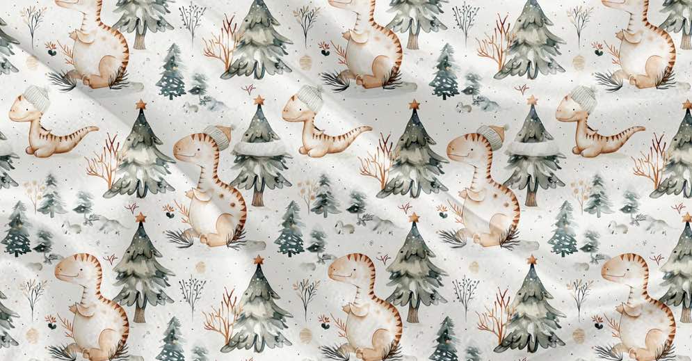 Couverture Minky -Dino sapins