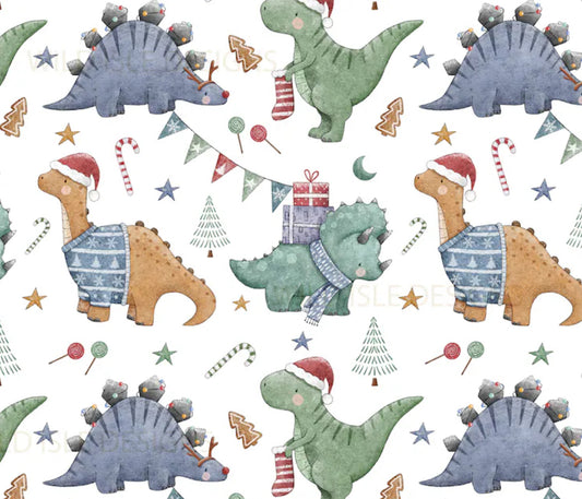 Couverture Minky - Dino festifs bleu