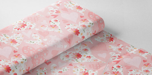 Couverture Minky - coeur rose