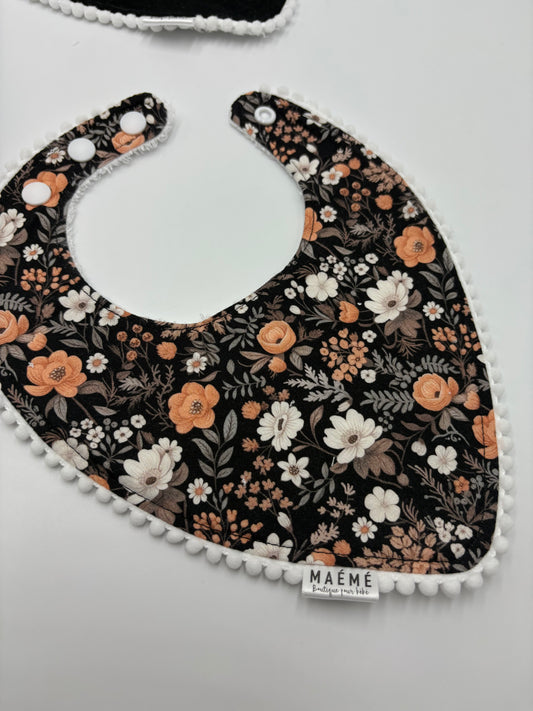 Bavoirs Maémé Fleuris noires* NEUF