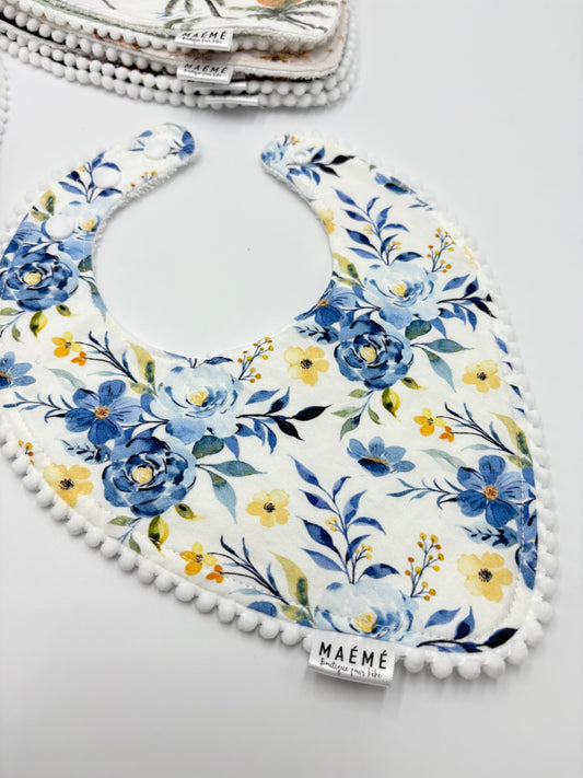 Bavoirs Maémé Fleuris bleues* NEUF