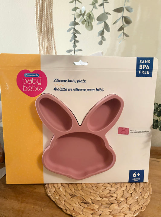 Assiette silicone tapis Lapin Rose