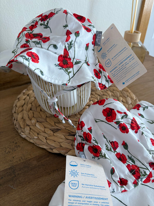 Chapeau fleuris rouge *NEUF