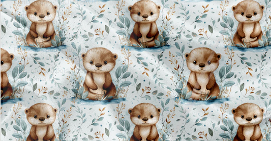 Couverture Minky - loutres aquarelles