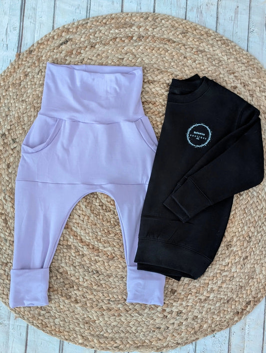 Pantalon évolutif lavande - Boutique friperie le placard de Jeanne et cie