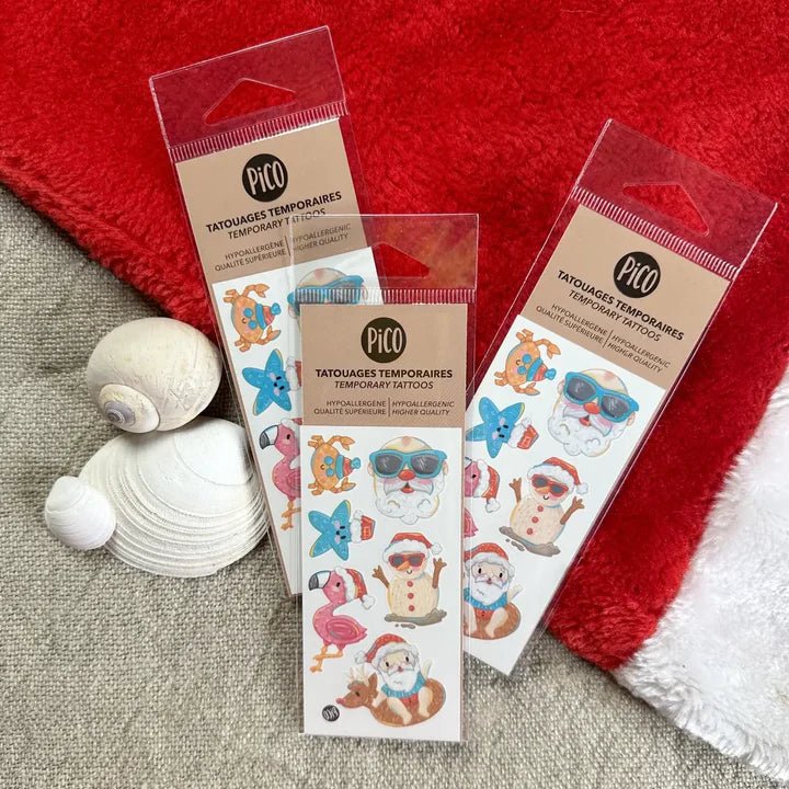 Tatouages temporaires Le Père - Noël a la plage Pico Tatoo - Boutique friperie le placard de Jeanne et cie