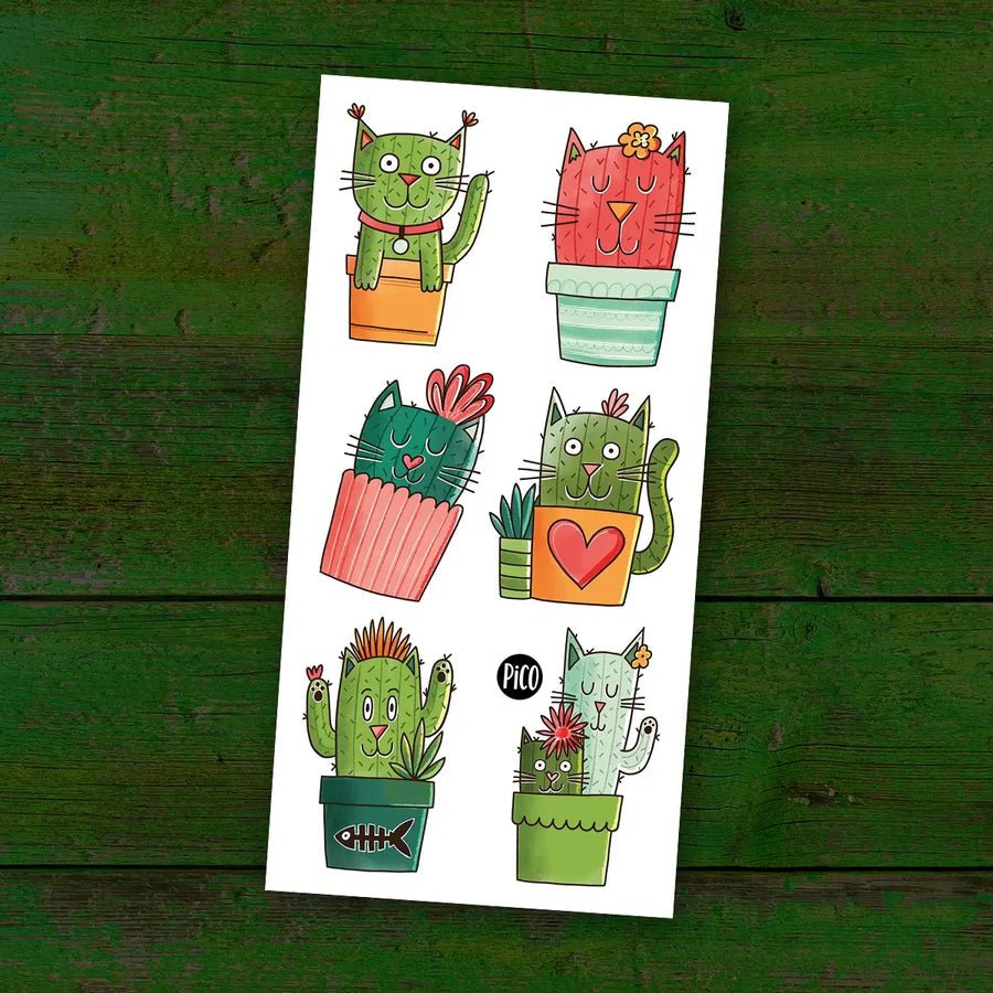 Tatouages temporaires Les chats cactus - Boutique friperie le placard de Jeanne et cie