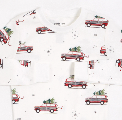 Pyjama voitures festives blanc