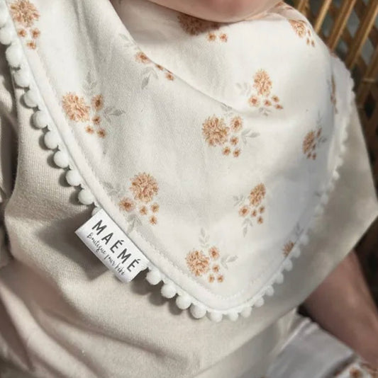 Bavoir fleuris - Maémé - Boutique friperie le placard de Jeanne et cie