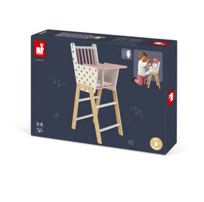 Chaise haute poupée en bois candy chic - Janod - Boutique friperie le placard de Jeanne et cie