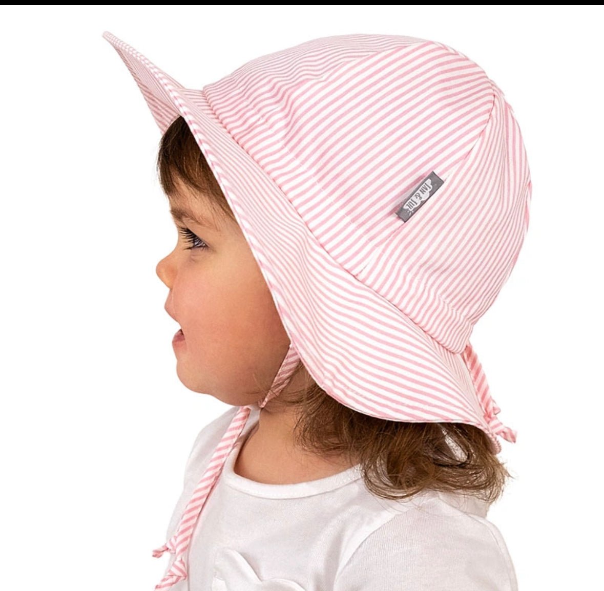 Chapeau Floppy - lignées rose - Boutique friperie le placard de Jeanne et cie