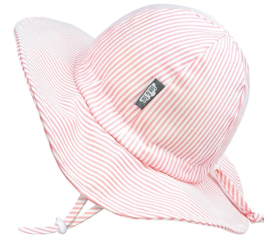 Chapeau Floppy - lignées rose - Boutique friperie le placard de Jeanne et cie