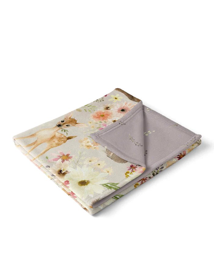 Doudou Minky pour enfants La forêt en fleur Veille sur toi - Boutique friperie le placard de Jeanne et cie