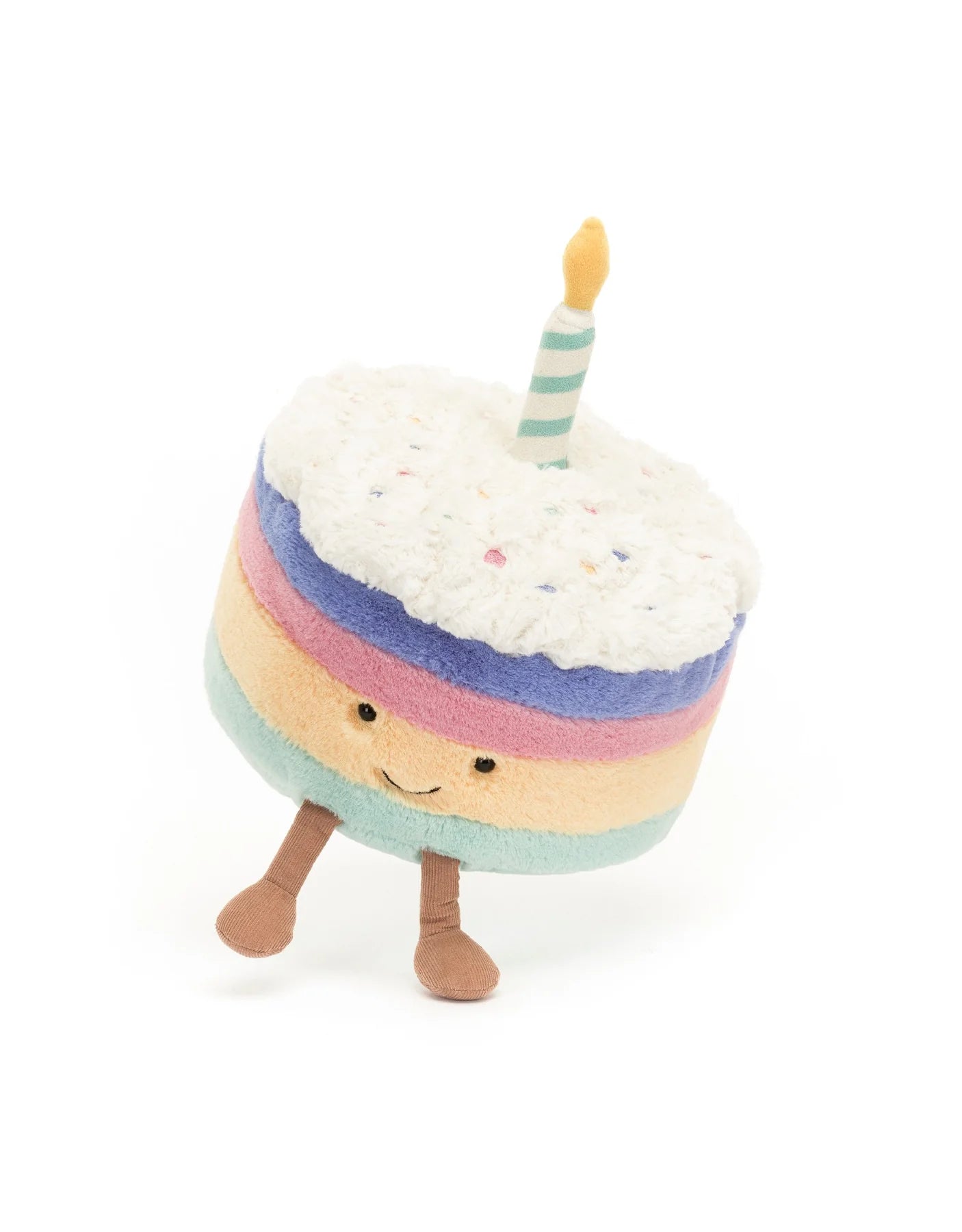 Peluche Gâteau d'anniversaire arc-en-ciel Jellycat - Boutique friperie le placard de Jeanne et cie