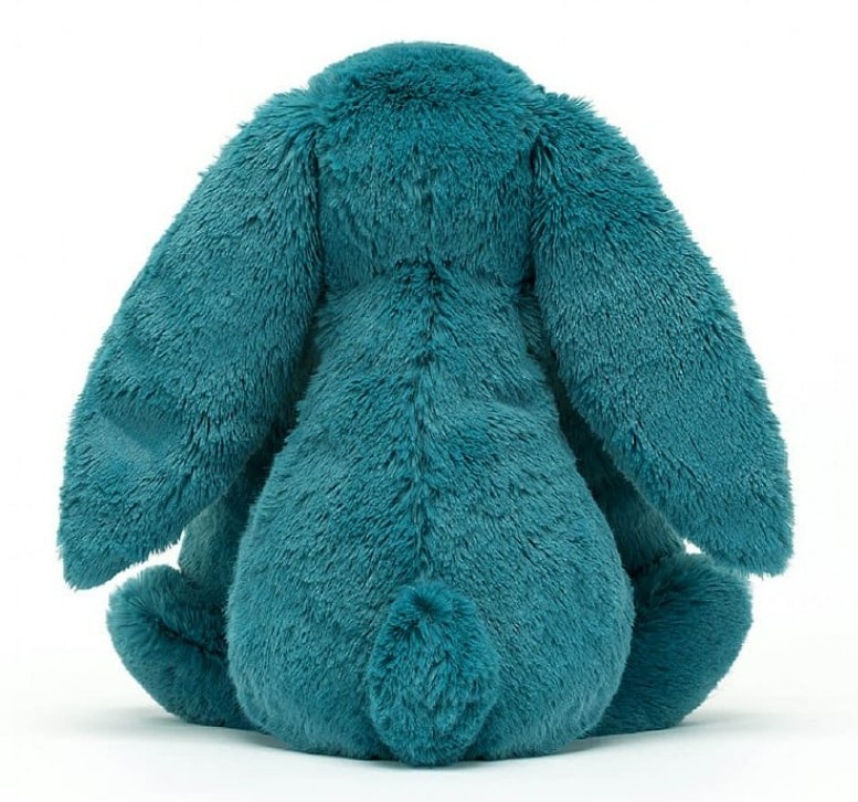 Peluche Lapin bleu-vert bashful moyen Jellycat - Boutique friperie le placard de Jeanne et cie