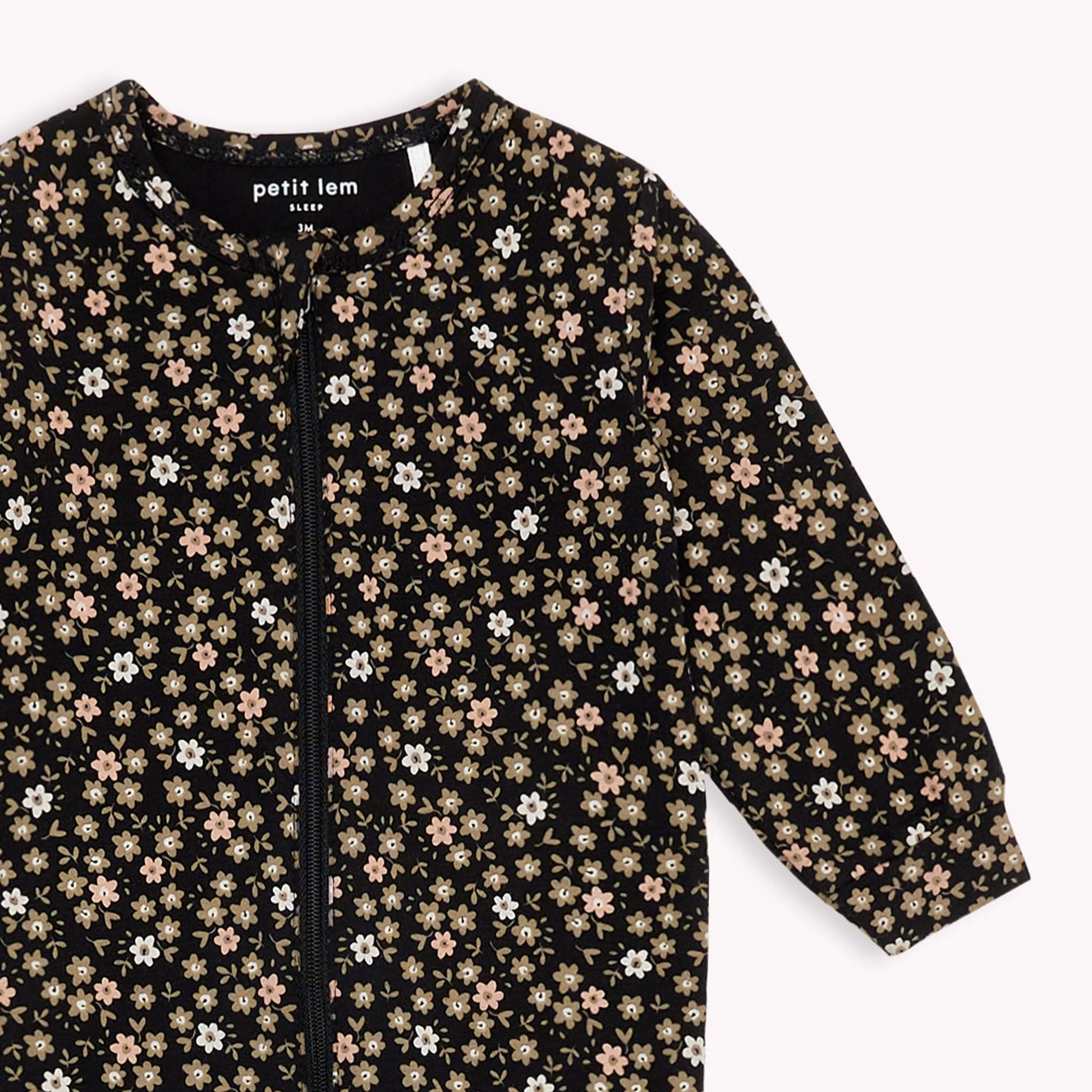 Pyjama noir à imprime floral - Petit Lem - Boutique friperie le placard de Jeanne et cie