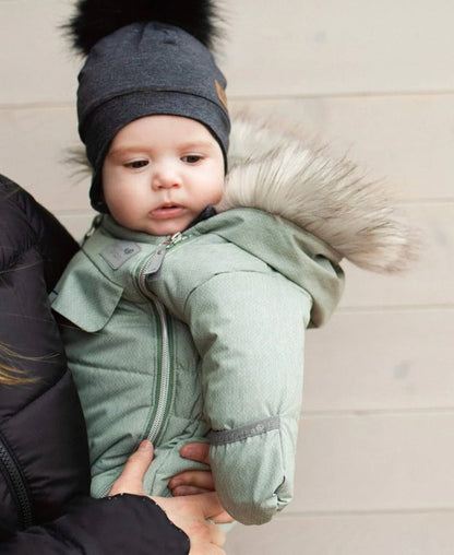 Tuque avec oreilles et pompon - Gris - Boutique friperie le placard de Jeanne et cie